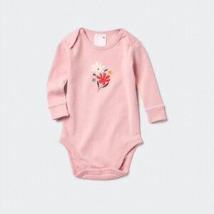 UNIQLO Baby Printed Bodysuit | Long Sleeve PINK 12-18M NWT